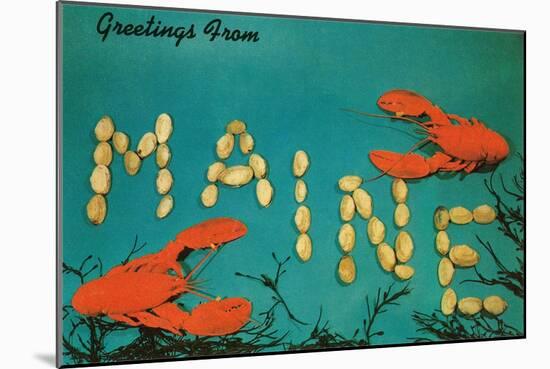 Greetings from Maine, Lobster-null-Mounted Art Print