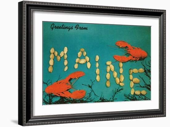 Greetings from Maine, Lobster-null-Framed Art Print
