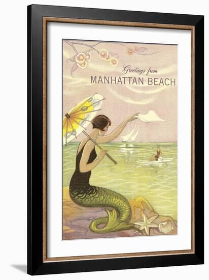 Greetings from Manhattan Beach, California-null-Framed Art Print