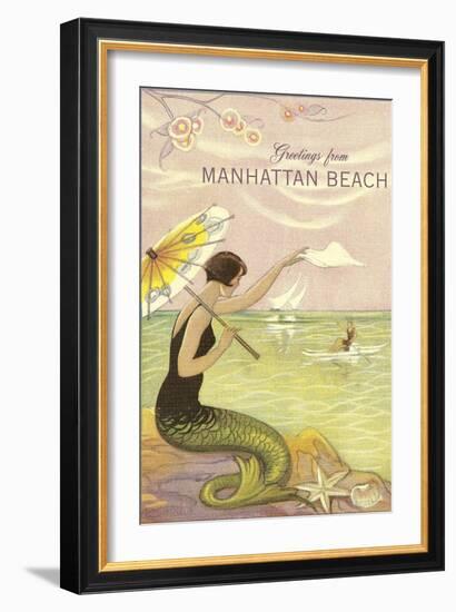 Greetings from Manhattan Beach, California-null-Framed Art Print