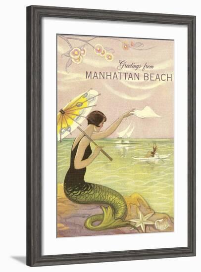 Greetings from Manhattan Beach, California-null-Framed Art Print