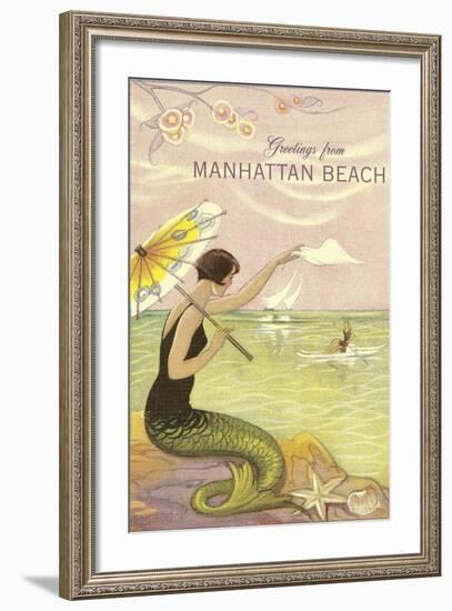 Greetings from Manhattan Beach, California-null-Framed Art Print