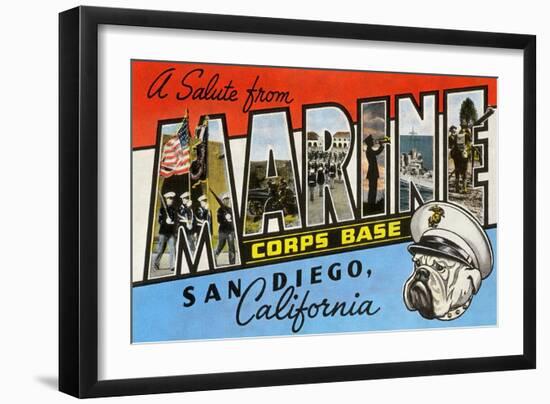 Greetings from Marine Corps., San Diego, California-null-Framed Art Print