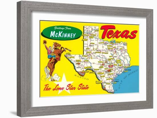 Greetings from McKinney, Texas, Map-null-Framed Art Print