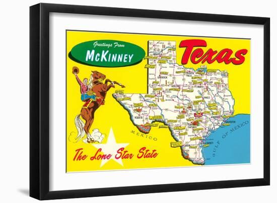 Greetings from McKinney, Texas, Map-null-Framed Art Print