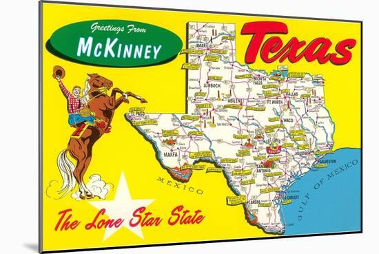 Greetings from McKinney, Texas, Map-null-Mounted Art Print