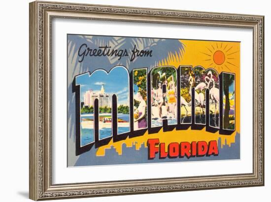 Greetings from Miami Beach, Florida-null-Framed Art Print