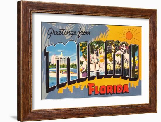 Greetings from Miami Beach, Florida--Framed Art Print