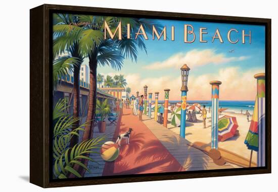 Greetings from Miami Beach-Kerne Erickson-Framed Stretched Canvas