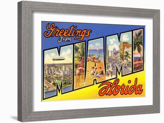 Greetings from Miami, Florida-null-Framed Art Print