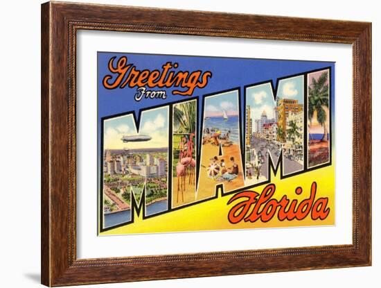 Greetings from Miami, Florida-null-Framed Art Print