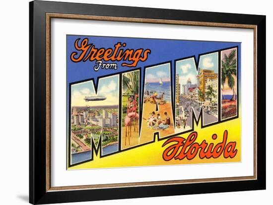 Greetings from Miami, Florida-null-Framed Art Print