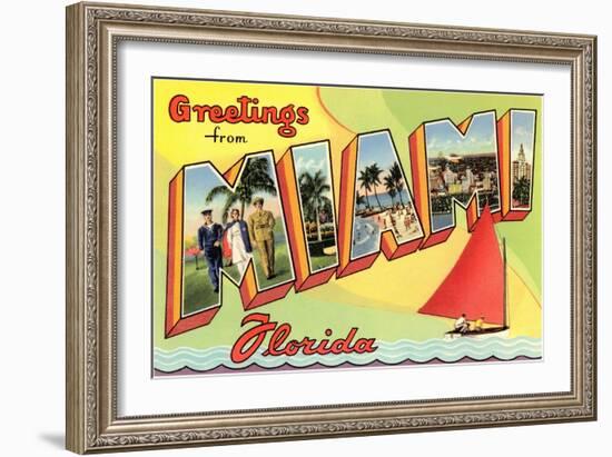 Greetings from Miami, Florida-null-Framed Art Print