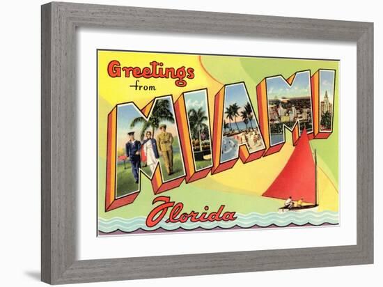 Greetings from Miami, Florida-null-Framed Art Print