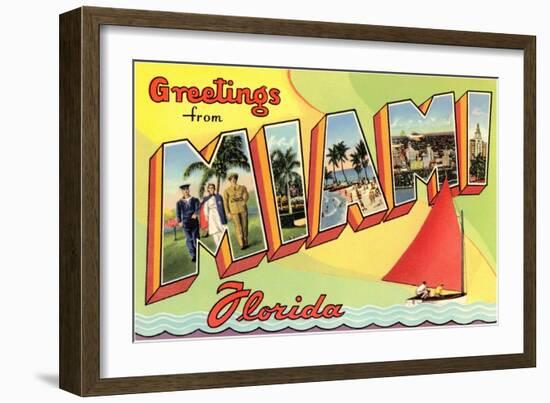 Greetings from Miami, Florida-null-Framed Art Print