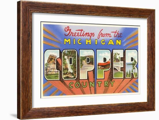 Greetings from Michigan Copper Country-null-Framed Art Print