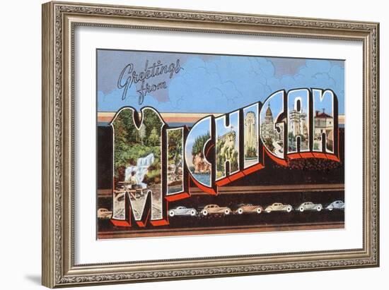 Greetings from Michigan-null-Framed Art Print