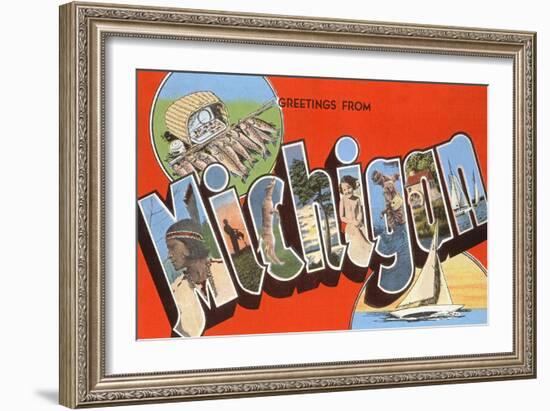 Greetings from Michigan-null-Framed Art Print