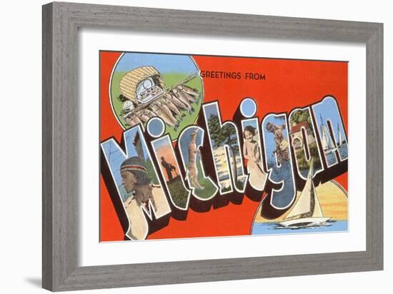 Greetings from Michigan-null-Framed Art Print