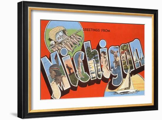 Greetings from Michigan-null-Framed Art Print