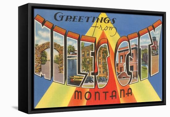 Greetings from Miles City, Montana-null-Framed Stretched Canvas