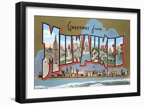 Greetings from Milwaukee, Wisconsin-null-Framed Art Print