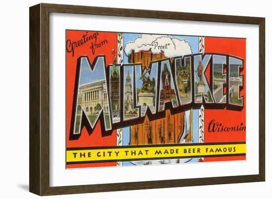 Greetings from Milwaukee, Wisconsin-null-Framed Art Print