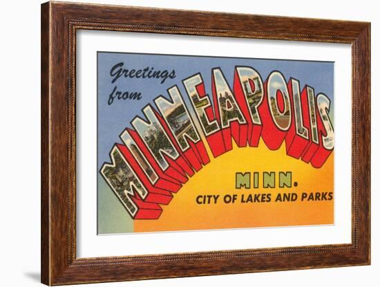 Greetings from Minneapolis, Minnesota-null-Framed Art Print