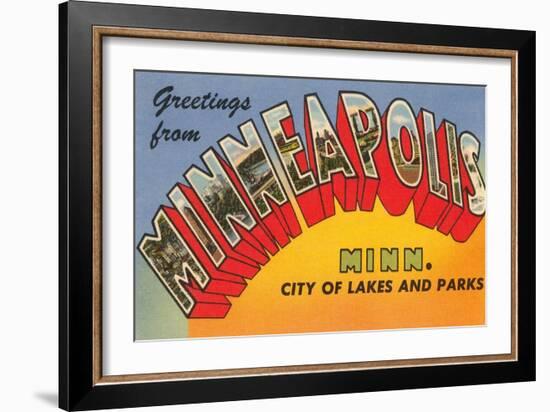 Greetings from Minneapolis, Minnesota-null-Framed Art Print