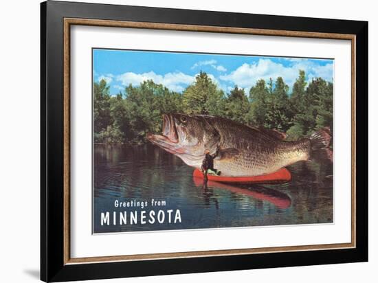 Greetings from Minnesota, Giant Fish-null-Framed Art Print