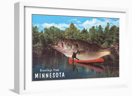 Greetings from Minnesota, Giant Fish-null-Framed Art Print