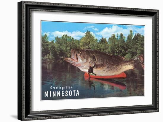 Greetings from Minnesota, Giant Fish-null-Framed Art Print