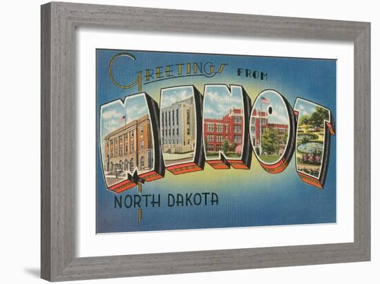 Greetings from Minot, North Dakota-null-Framed Art Print