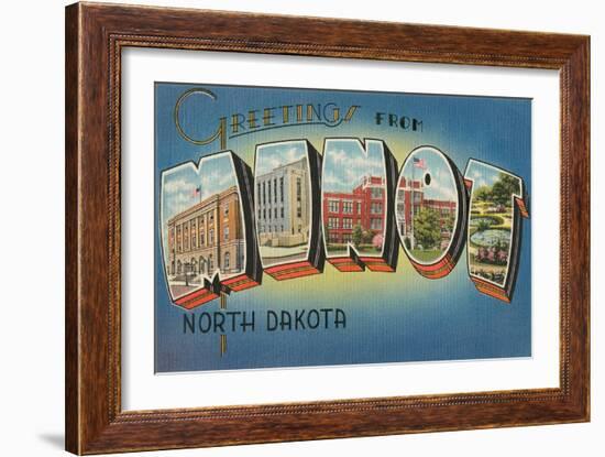 Greetings from Minot, North Dakota-null-Framed Art Print