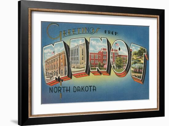 Greetings from Minot, North Dakota-null-Framed Art Print