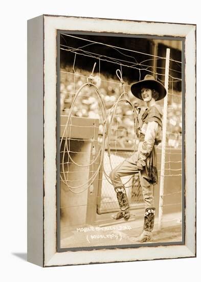 Greetings from Montana, Cowgirl Trick Roper-null-Framed Stretched Canvas