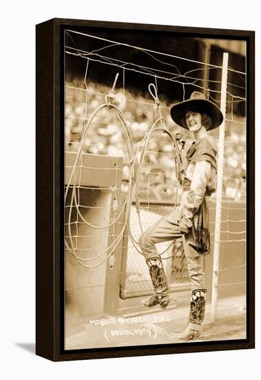 Greetings from Montana, Cowgirl Trick Roper-null-Framed Stretched Canvas