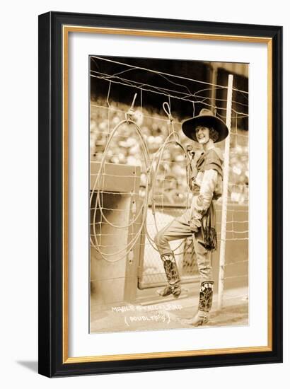 Greetings from Montana, Cowgirl Trick Roper-null-Framed Art Print