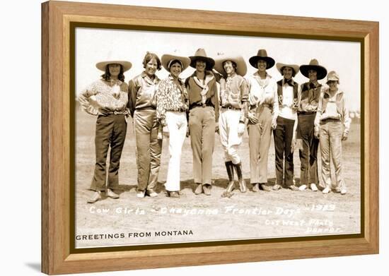 Greetings from Montana, Cowgirls-null-Framed Stretched Canvas