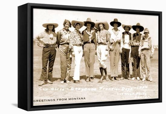 Greetings from Montana, Cowgirls-null-Framed Stretched Canvas