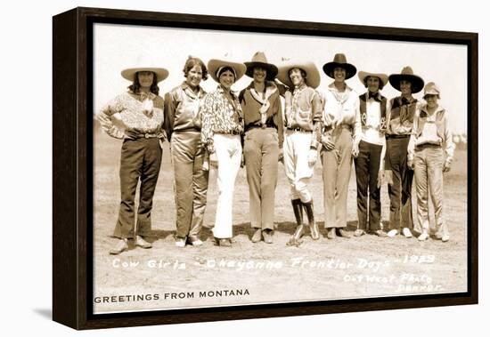 Greetings from Montana, Cowgirls-null-Framed Stretched Canvas