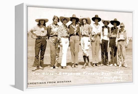 Greetings from Montana, Cowgirls-null-Framed Stretched Canvas