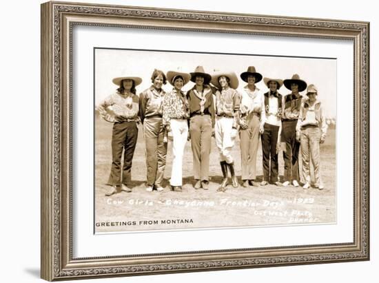 Greetings from Montana, Cowgirls-null-Framed Art Print