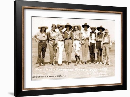 Greetings from Montana, Cowgirls-null-Framed Art Print