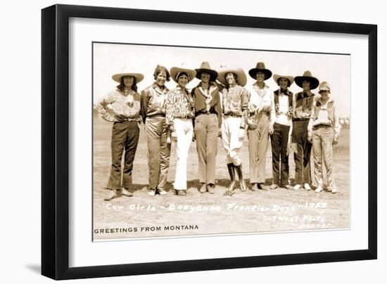 Greetings from Montana, Cowgirls-null-Framed Art Print