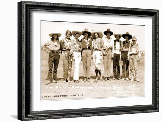 Greetings from Montana, Cowgirls-null-Framed Art Print