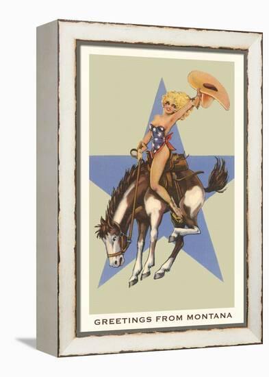 Greetings from Montana, Lady Rider-null-Framed Stretched Canvas