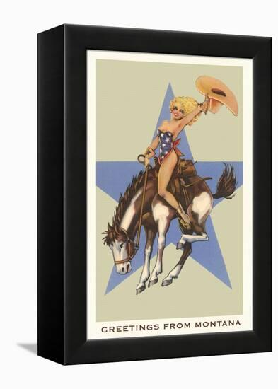 Greetings from Montana, Lady Rider-null-Framed Stretched Canvas
