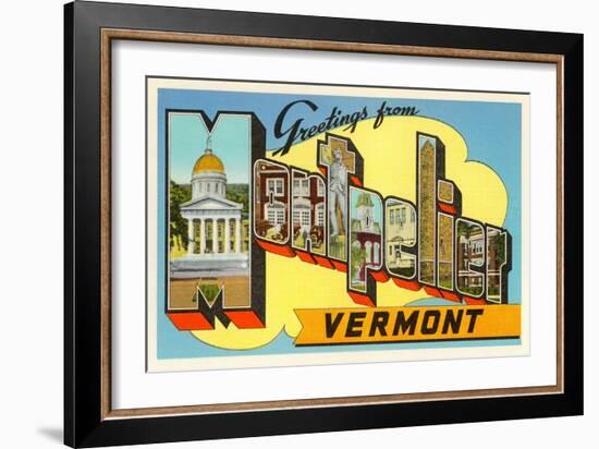 Greetings from Montpelier, Vermont-null-Framed Art Print
