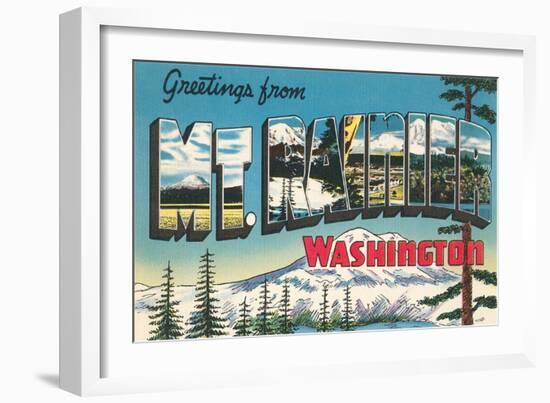 Greetings from Mt. Rainier, Washington-null-Framed Art Print